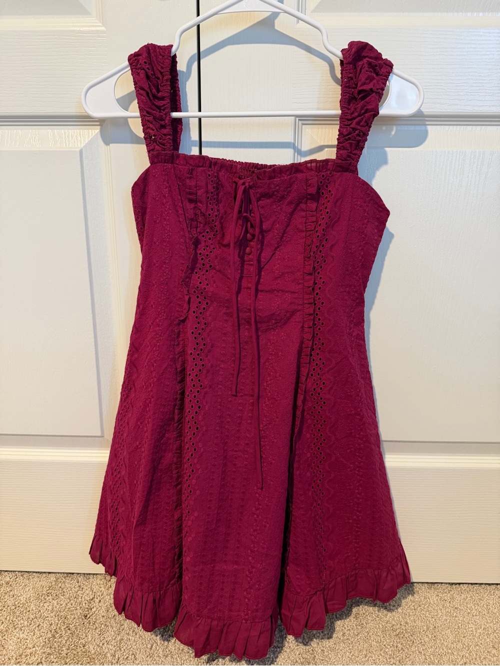 wild fable Burgundy Eyelet Mini Sundress